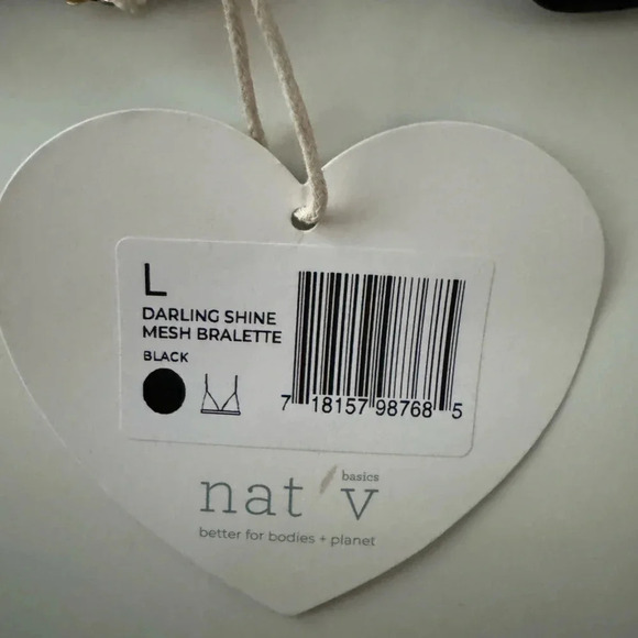 NWT Nat’v Basics Darling Shine Mesh Bralette Black size Large - Picture 6 of 9